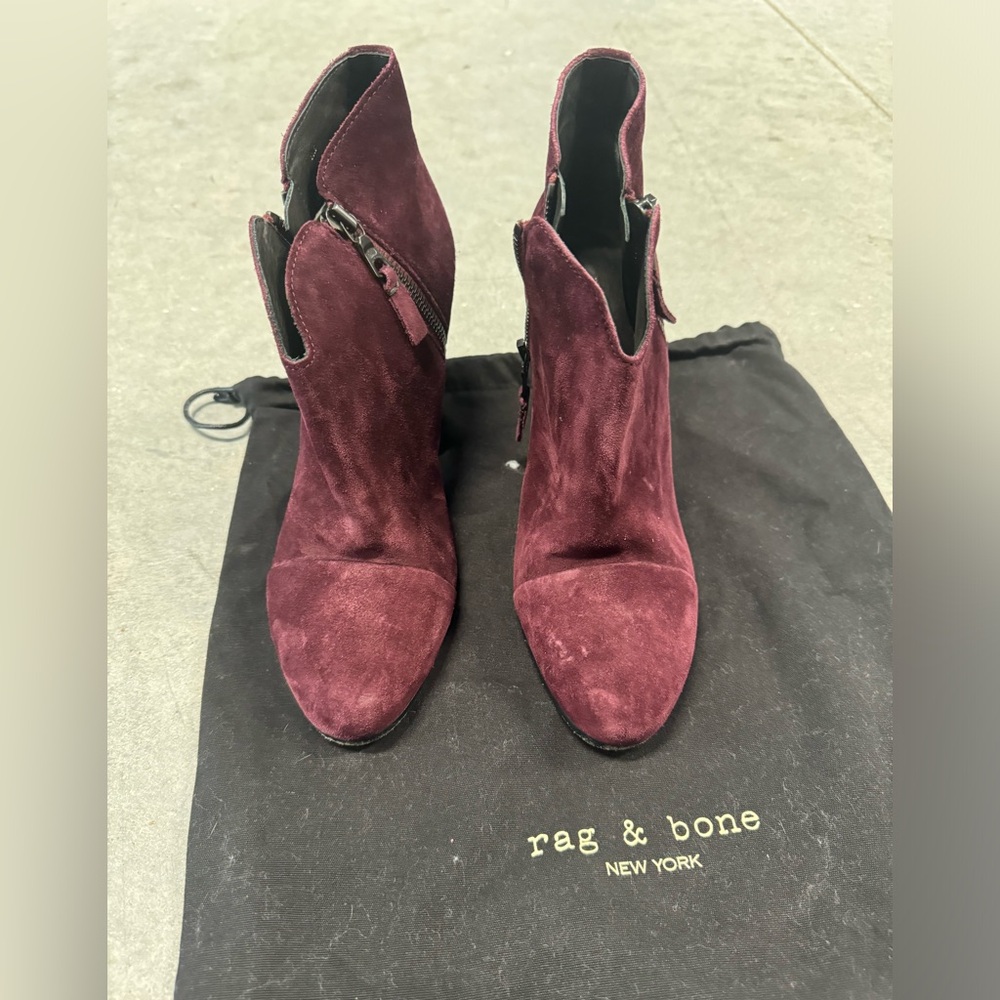 Burgundy Suede Rag & Bone Booties 8.5 (38.5)